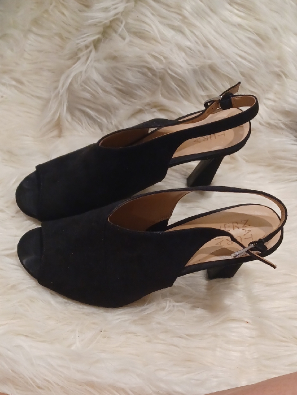 Naturalizer-Black Slingback Peep-Toe Heels